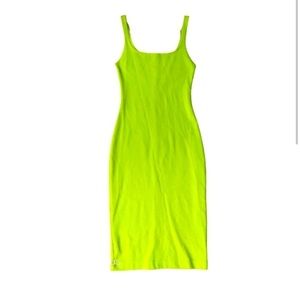 Zara neon yellow midi bodycon dress
